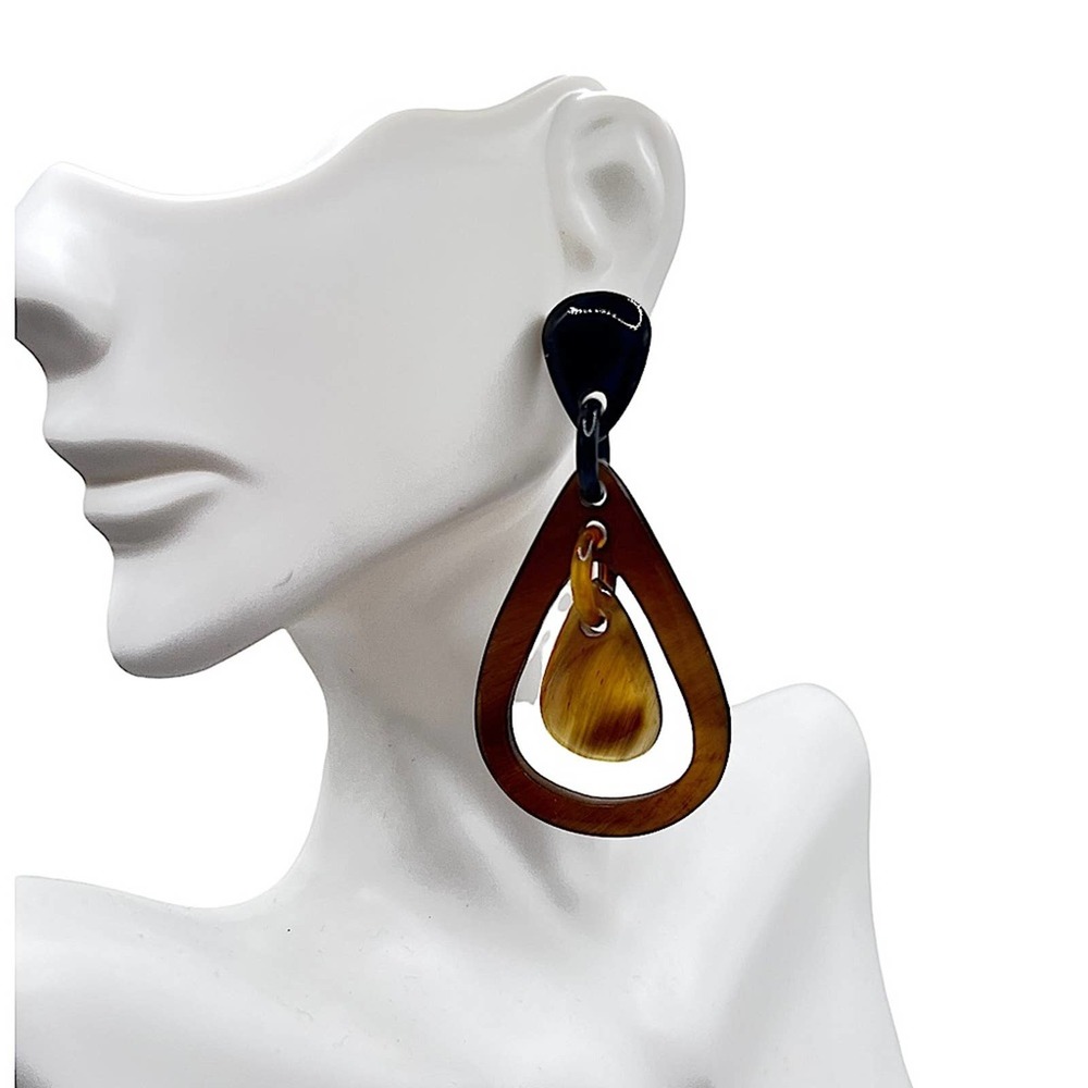 Hand carved Water Buffalo Horn earrings. Each is one of a kind.